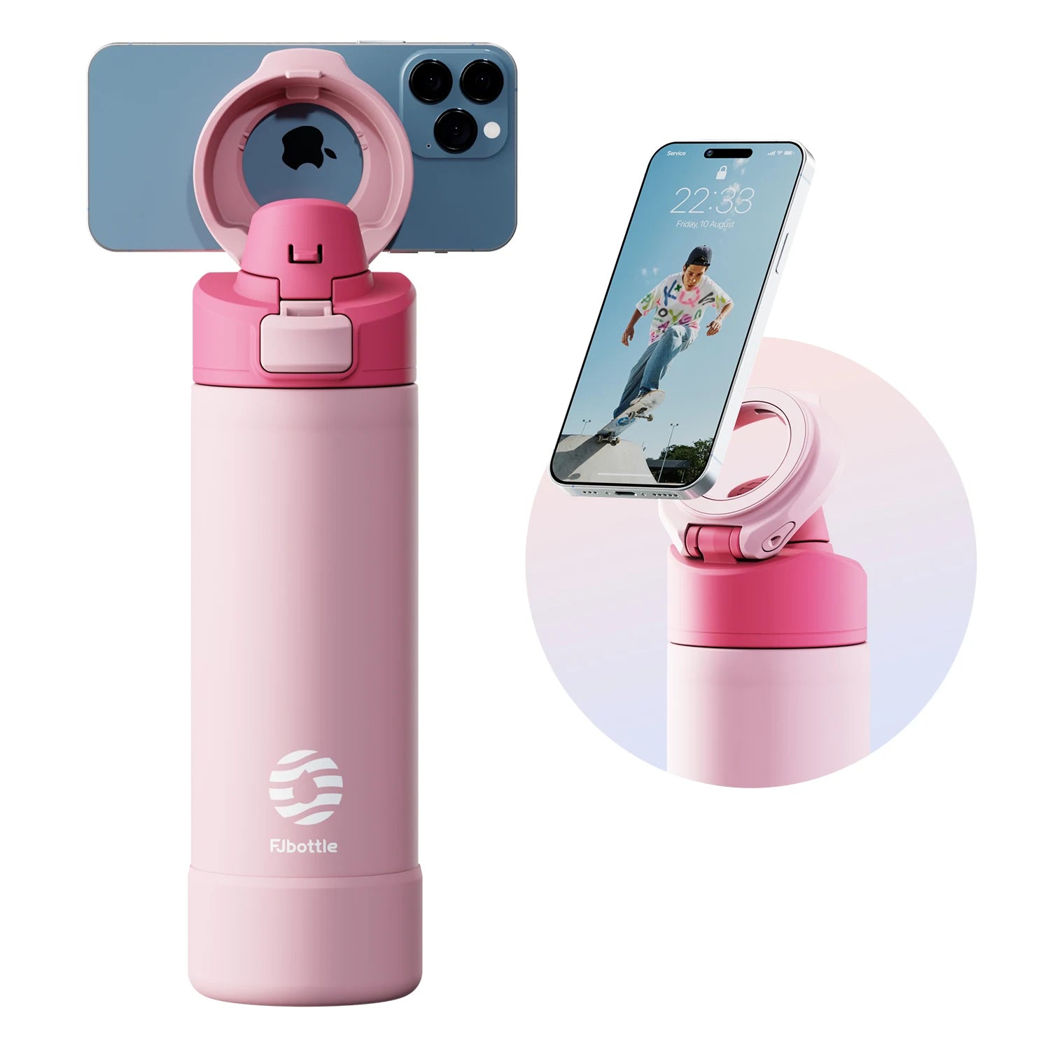 Stay Hydrated in Style: Fjbottle 710/950Ml Insulated Water Bottle with Magnetic Lid and Phone Mount for Outdoor Adventures