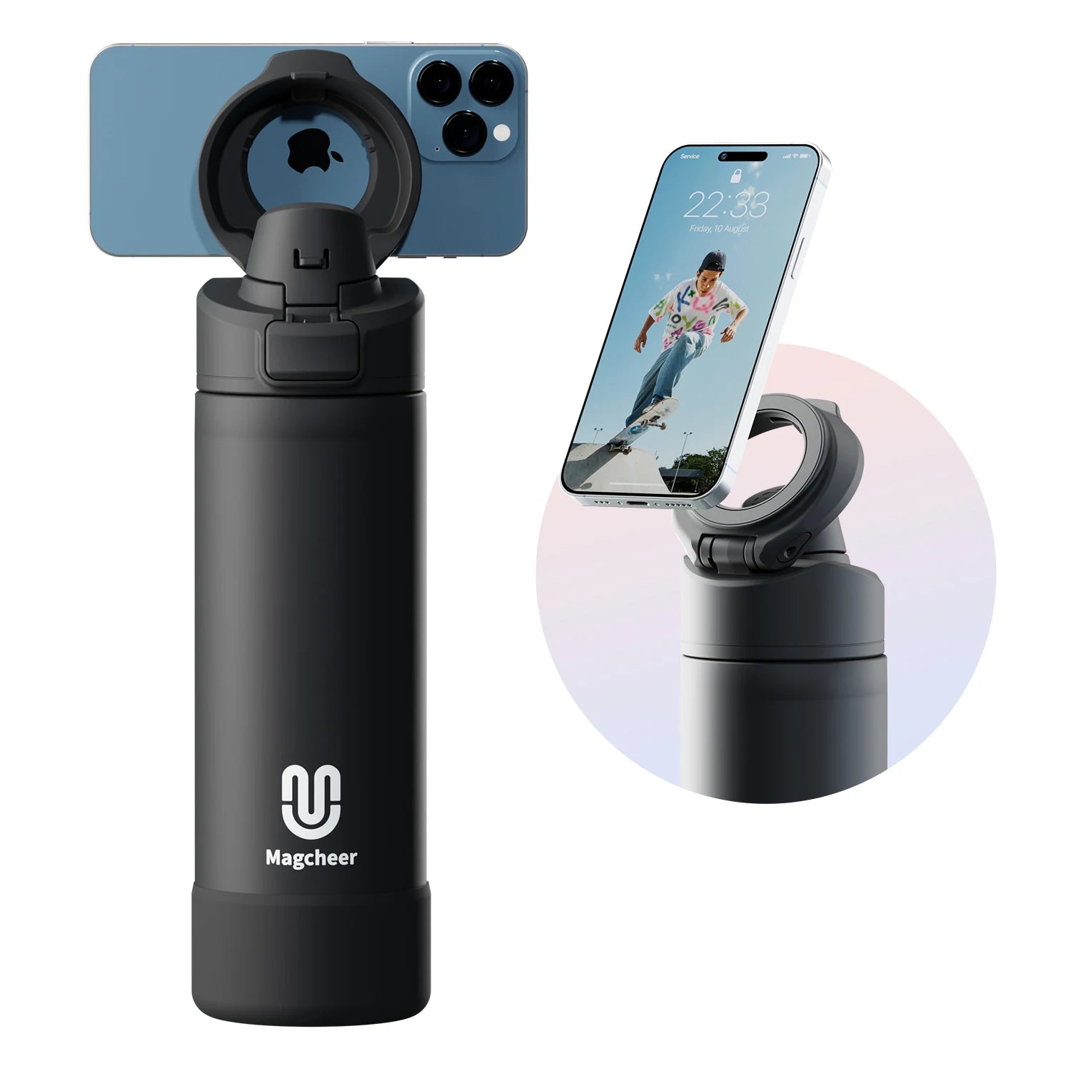 Stay Hydrated in Style: Fjbottle 710/950Ml Insulated Water Bottle with Magnetic Lid and Phone Mount for Outdoor Adventures